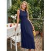 image:imageDokotoo Womens Summer Sleeveless Maxi Dress 2026 Casual Crewneck Twist Knot Stretch a Line Dress with PocketNavy Blue