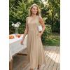 image:imageDokotoo Womens Summer Sleeveless Maxi Dress 2026 Casual Crewneck Twist Knot Stretch a Line Dress with PocketParchment