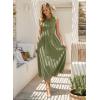 image:imageDokotoo Womens Summer Sleeveless Maxi Dress 2026 Casual Crewneck Twist Knot Stretch a Line Dress with PocketVineyard Green