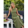image:imageDokotoo Womens Summer Sleeveless Maxi Dress 2026 Casual Crewneck Twist Knot Stretch a Line Dress with PocketVineyard Green