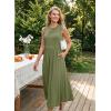 image:imageDokotoo Womens Summer Sleeveless Maxi Dress 2026 Casual Crewneck Twist Knot Stretch a Line Dress with PocketVineyard Green