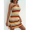 image:imageDokotoo Womens Summer Swimsuit 2026 Cover up Crochet Beach Floral Hollow Out Slit Bikini Sleeveless Cover up DressesRed Stripe