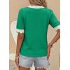 image:imageDokotoo Womens Summer Tops Scalloped V Neck Short Sleeve Sweater Lightweight Color Blocked Knit Business Casual TopBright Green