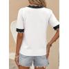 image:imageDokotoo Womens Summer Tops Scalloped V Neck Short Sleeve Sweater Lightweight Color Blocked Knit Business Casual TopWhite