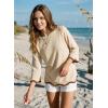 image:imageDokotoo Womens Wool Blend Sweaters Crewneck 34 Sleeve for Spring Summer 2026 Trendy Ruffle Casual Knit Pullover TopsApricot