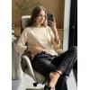 image:imageDokotoo Womens Wool Blend Sweaters Crewneck 34 Sleeve for Spring Summer 2026 Trendy Ruffle Casual Knit Pullover TopsApricot