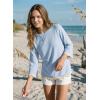 image:imageDokotoo Womens Wool Blend Sweaters Crewneck 34 Sleeve for Spring Summer 2026 Trendy Ruffle Casual Knit Pullover TopsBeau Blue