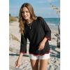 image:imageDokotoo Womens Wool Blend Sweaters Crewneck 34 Sleeve for Spring Summer 2026 Trendy Ruffle Casual Knit Pullover TopsBlack