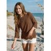image:imageDokotoo Womens Wool Blend Sweaters Crewneck 34 Sleeve for Spring Summer 2026 Trendy Ruffle Casual Knit Pullover TopsCoffee