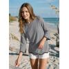 image:imageDokotoo Womens Wool Blend Sweaters Crewneck 34 Sleeve for Spring Summer 2026 Trendy Ruffle Casual Knit Pullover TopsMedium Grey