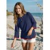 image:imageDokotoo Womens Wool Blend Sweaters Crewneck 34 Sleeve for Spring Summer 2026 Trendy Ruffle Casual Knit Pullover TopsNavy Blue