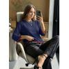 image:imageDokotoo Womens Wool Blend Sweaters Crewneck 34 Sleeve for Spring Summer 2026 Trendy Ruffle Casual Knit Pullover TopsNavy Blue