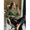 image:imageDokotoo Womens Wool Blend Sweaters Crewneck 34 Sleeve for Spring Summer 2026 Trendy Ruffle Casual Knit Pullover TopsVineyard Green