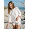 image:imageDokotoo Womens Wool Blend Sweaters Crewneck 34 Sleeve for Spring Summer 2026 Trendy Ruffle Casual Knit Pullover TopsWhite