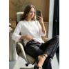 image:imageDokotoo Womens Wool Blend Sweaters Crewneck 34 Sleeve for Spring Summer 2026 Trendy Ruffle Casual Knit Pullover TopsWhite