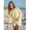 image:imageDokotoo Womens Wool Blend Sweaters Crewneck 34 Sleeve for Spring Summer 2026 Trendy Ruffle Casual Knit Pullover TopsYellow Cream
