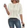 image:imageDokotoo Sweaters for Women Casual Crewneck Hollow Out Short Sleeve Shirts Loose Crochet Summer Tops BlousesWhite