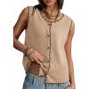 image:imageDokotoo Vest Tops for Women 2026 Button Up Color Block Casual Sweater Vests Trendy Spring Summer TopsApricot