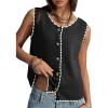 image:imageDokotoo Vest Tops for Women 2026 Button Up Color Block Casual Sweater Vests Trendy Spring Summer TopsBlack