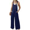 image:imageDokotoo Womens Baggy Overalls 2026 Wide Leg Jumpsuits Floral Pants Casual Loose Sleeveless Rompers with PocketsNavy Blue