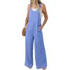 image:imageDokotoo Womens Baggy Overalls 2026 Wide Leg Jumpsuits Floral Pants Casual Loose Sleeveless Rompers with PocketsSky Blue