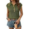 image:imageDokotoo Womens Short Sleeve Sweater Spring Summer Tops Button Collar Lightweight Knit Sweaters Vacation OutfitsGreen