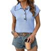 image:imageDokotoo Womens Short Sleeve Sweater Spring Summer Tops Button Collar Lightweight Knit Sweaters Vacation OutfitsSky Blue