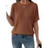 image:imageDokotoo Womens Short Sleeve Sweaters 2026 Summer Lightweight V Neck Pullover Tops Dressy Business Casual Blouses ClothesThai Curry