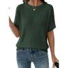 image:imageDokotoo Womens Short Sleeve Sweaters 2026 Summer Lightweight V Neck Pullover Tops Dressy Business Casual Blouses ClothesVineyard Green