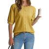 image:imageDokotoo Womens Summer Casual Puff Short Sleeve Cardigan Sweaters Lightweight Soft Crewneck Button Down Knit Sweater TopsYellow