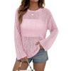 image:imageDokotoo Womens Summer Crochet Hollow Out Sweater Bell Sleeve Beach Coverup Casual Pullover Shirt Tops Vacation OutfitsPink