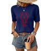image:imageDokotoo Womens Summer Short Sleeve Sweater Pullover Knit Top Beach Vacation ClothesNavy Blue