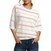 image:imageDokotoo Womens Sweaters Spring Summer Oversized 34 Sleeve Striped Crewneck Casual Lightweight Knit Pullover Sweater TopsPink