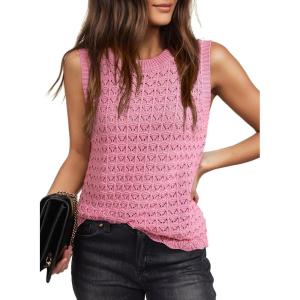 image:imageDokotoo Sleeveless Sweater Tops for Women 2026 Crochet Tank Top Summer Clothes Beach Vacation Outfits Resort WearPink