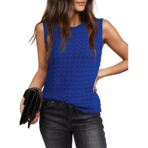 image:imageDokotoo Sleeveless Sweater Tops for Women 2026 Crochet Tank Top Summer Clothes Beach Vacation Outfits Resort WearRoyal Blue