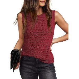 image:imageDokotoo Sleeveless Sweater Tops for Women 2026 Crochet Tank Top Summer Clothes Beach Vacation Outfits Resort WearWine Red