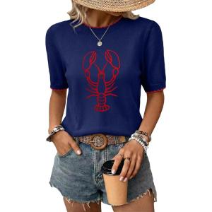 image:imageDokotoo Womens Summer Short Sleeve Sweater Pullover Knit Top Beach Vacation ClothesNavy Blue