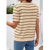 image:imageDokotoo Cardigan Sweaters for Women Spring Summer Short Sleeve Crochet Striped V Neck Button Casual Lightweight Knit TopsApricot