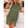 image:imageDokotoo Swimsuit Cover Up for Women 2026 Crochet Bathing Suit Coverups Hollow Out Knit Tassel Beach Dress for VacationFour Leaf Clover