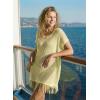 image:imageDokotoo Swimsuit Cover Up for Women 2026 Crochet Bathing Suit Coverups Hollow Out Knit Tassel Beach Dress for VacationYellow Cream