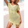image:imageDokotoo Swimsuit Cover Up for Women 2026 Crochet Bathing Suit Coverups Hollow Out Knit Tassel Beach Dress for VacationYellow Cream