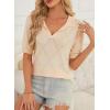 image:imageDokotoo Women Short Sleeve Polo Sweater V Neck Knitted Tops Casual Ribbed Shirt Loose Pullover SweaterApricot