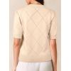 image:imageDokotoo Women Short Sleeve Polo Sweater V Neck Knitted Tops Casual Ribbed Shirt Loose Pullover SweaterApricot
