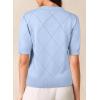 image:imageDokotoo Women Short Sleeve Polo Sweater V Neck Knitted Tops Casual Ribbed Shirt Loose Pullover SweaterBeau Blue