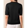 image:imageDokotoo Women Short Sleeve Polo Sweater V Neck Knitted Tops Casual Ribbed Shirt Loose Pullover SweaterBlack