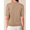 image:imageDokotoo Women Short Sleeve Polo Sweater V Neck Knitted Tops Casual Ribbed Shirt Loose Pullover SweaterCamel