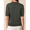 image:imageDokotoo Women Short Sleeve Polo Sweater V Neck Knitted Tops Casual Ribbed Shirt Loose Pullover SweaterVineyard Green