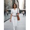 image:imageDokotoo Women Short Sleeve Polo Sweater V Neck Knitted Tops Casual Ribbed Shirt Loose Pullover SweaterWhite