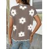 image:imageDokotoo Womens Casual V Neck Short Sleeve Sweater Ribbed Knit Lightweight Sweaters Tops Fashion Clothing OutfitsDark Khaki