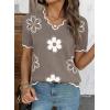 image:imageDokotoo Womens Casual V Neck Short Sleeve Sweater Ribbed Knit Lightweight Sweaters Tops Fashion Clothing OutfitsDark Khaki